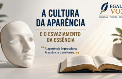 Máscara branca ao lado de um livro aberto simbolizando a diferença entre aparência externa e essência interior nas relações humanas.