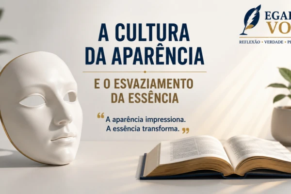 Máscara branca ao lado de um livro aberto simbolizando a diferença entre aparência externa e essência interior nas relações humanas.